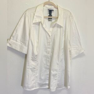 Lane Bryant - Dressy White Shirt with cuffed short sleeves - Plus Size 22/24 NWT